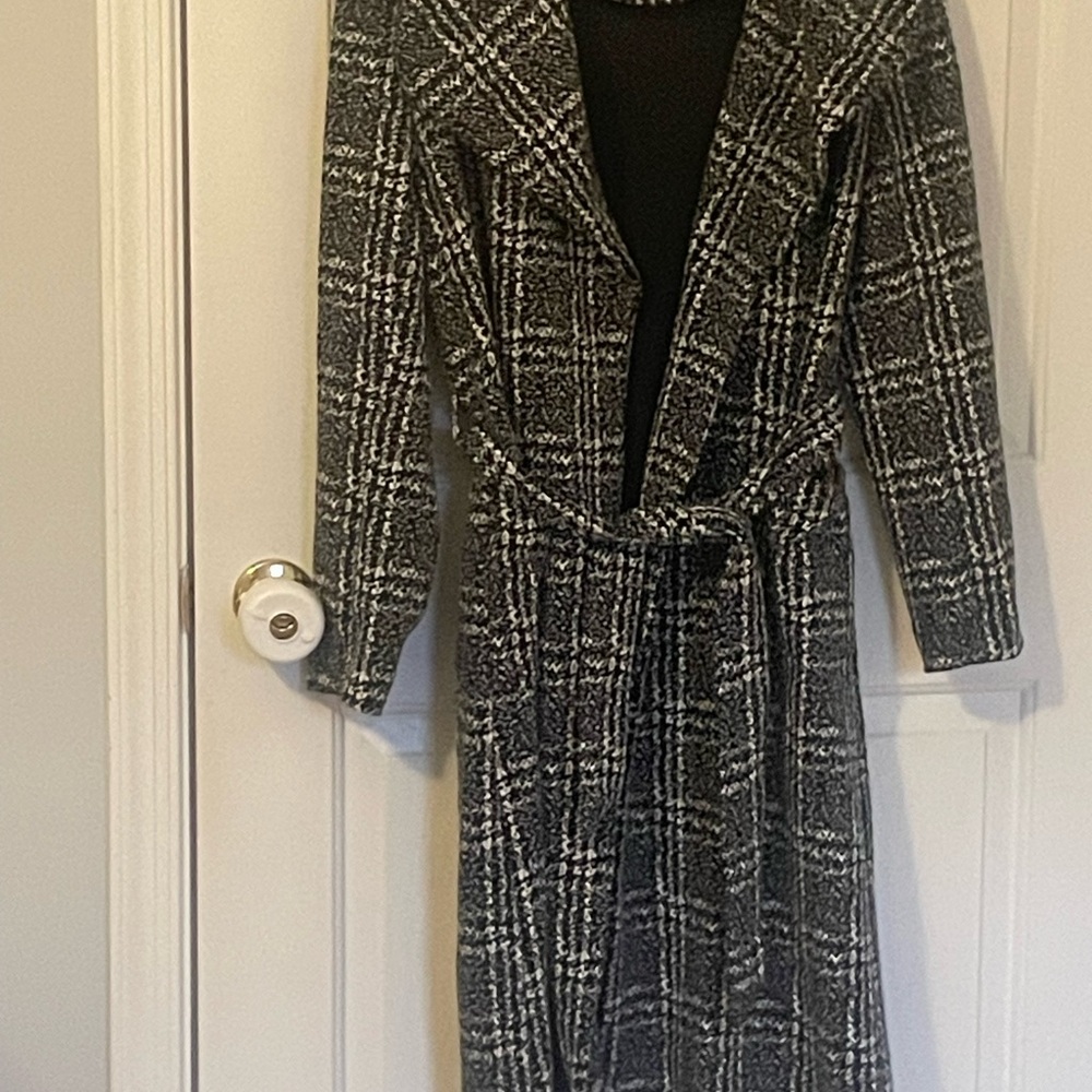 Stella Luce Monochrome Patterned Long Coat Small
